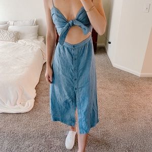 Reformation Riley blue textured dress size 2